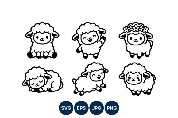 Download Cute Lamb Cartoon Vector Set - Vector Collection