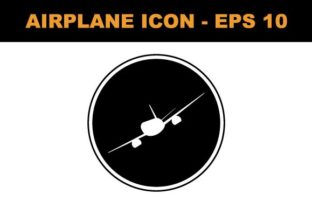 Download Airplane Icon on Black Circle&nbsp; - Vector Illustration - Vector Collection