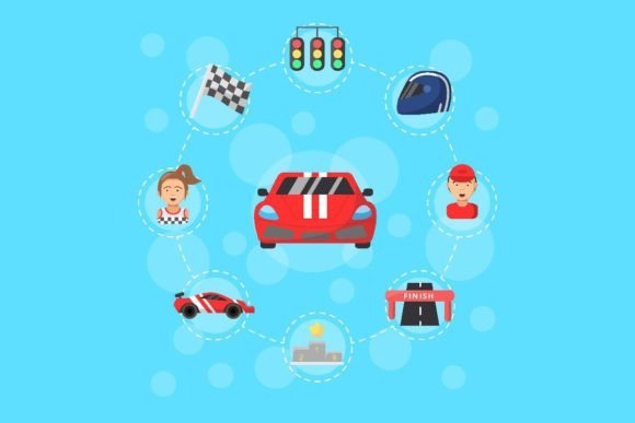 Download Vector Flat Car Racing Icon - Vector Collection