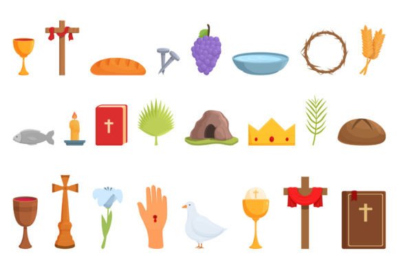 Download Holy Week Icons Set Cartoon Vector. - Vector Collection