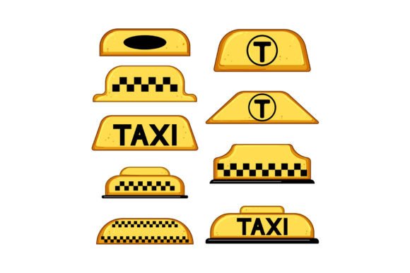Download Taxi Sign Set Cartoon Vector Illustratio - Vector Collection