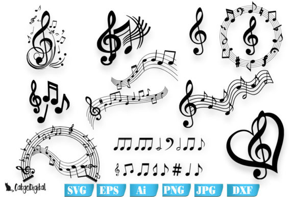 Download Music Notes Silhouettes SVG Files - Silhouette Collection