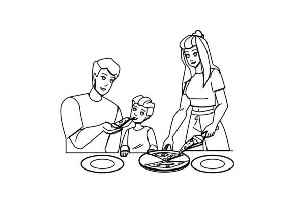 Download Family Eating Pizza Vector - Vector Collection
