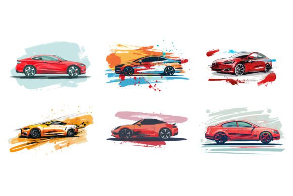 Download Car Vector Flat Design with Brush - Vector Collection