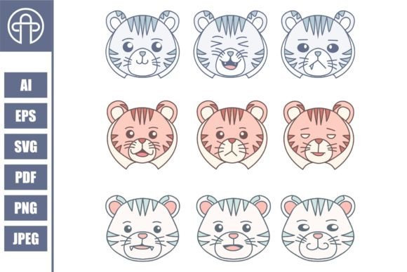 Download Set Cute Tiger Vector Illustration - Vector Collection
