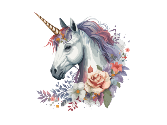 Download Watercolor Floral Unicorn Vector Clipart - Vector Collection